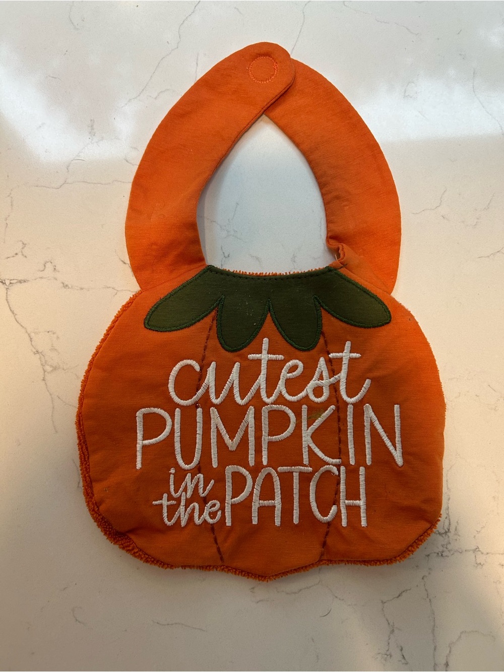 2 PACK Orange Pumpkin Bib with Green Leaf Detail